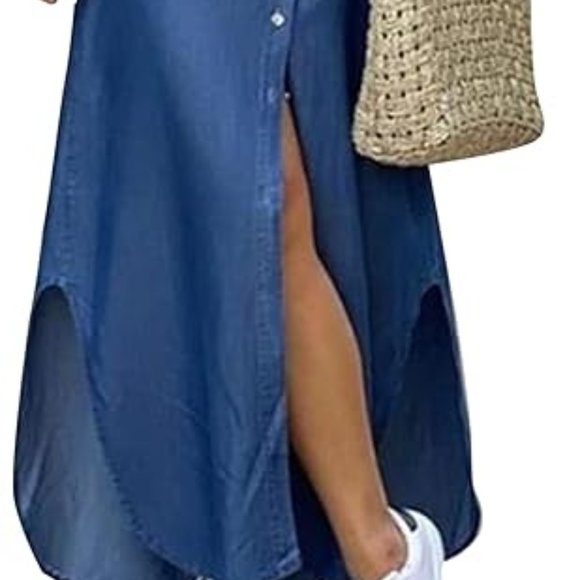 Denim Button Down Maxi Dress - Picture 2 of 3